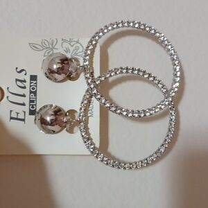 Ellas Silver Crystal Clip-On Earrings